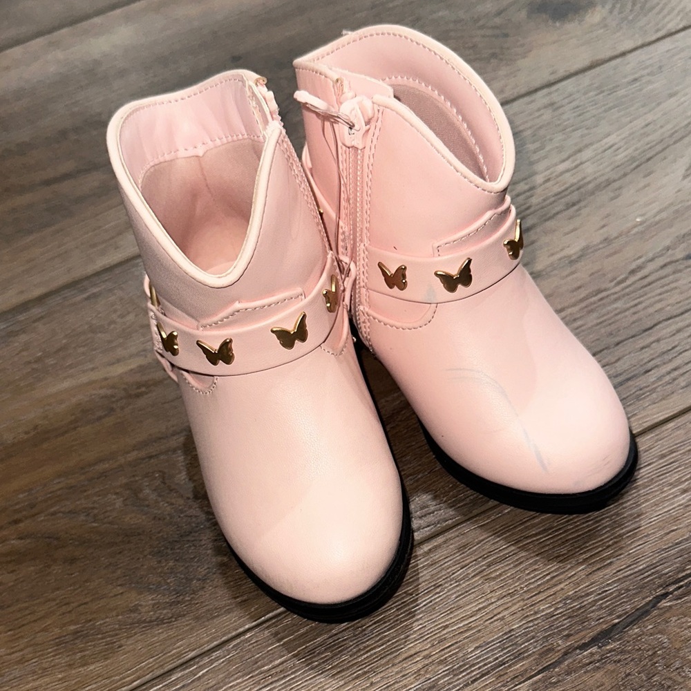 Cat & Jack Pink Kids Boots with Gold Accents